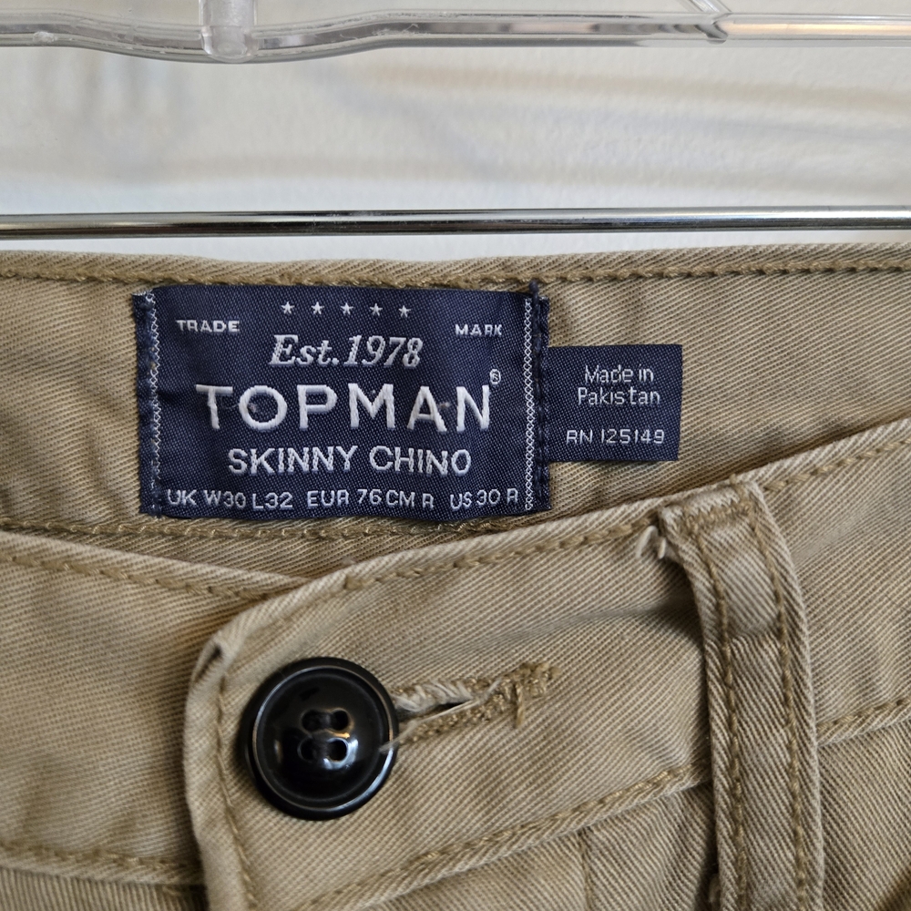Topman Skinny Chino Pants - Tan Size 30 x 32